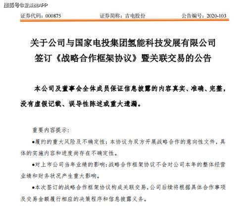 強強聯手，共筑氫能未來 吉電股份與國家電投氫能科技簽署合作協議